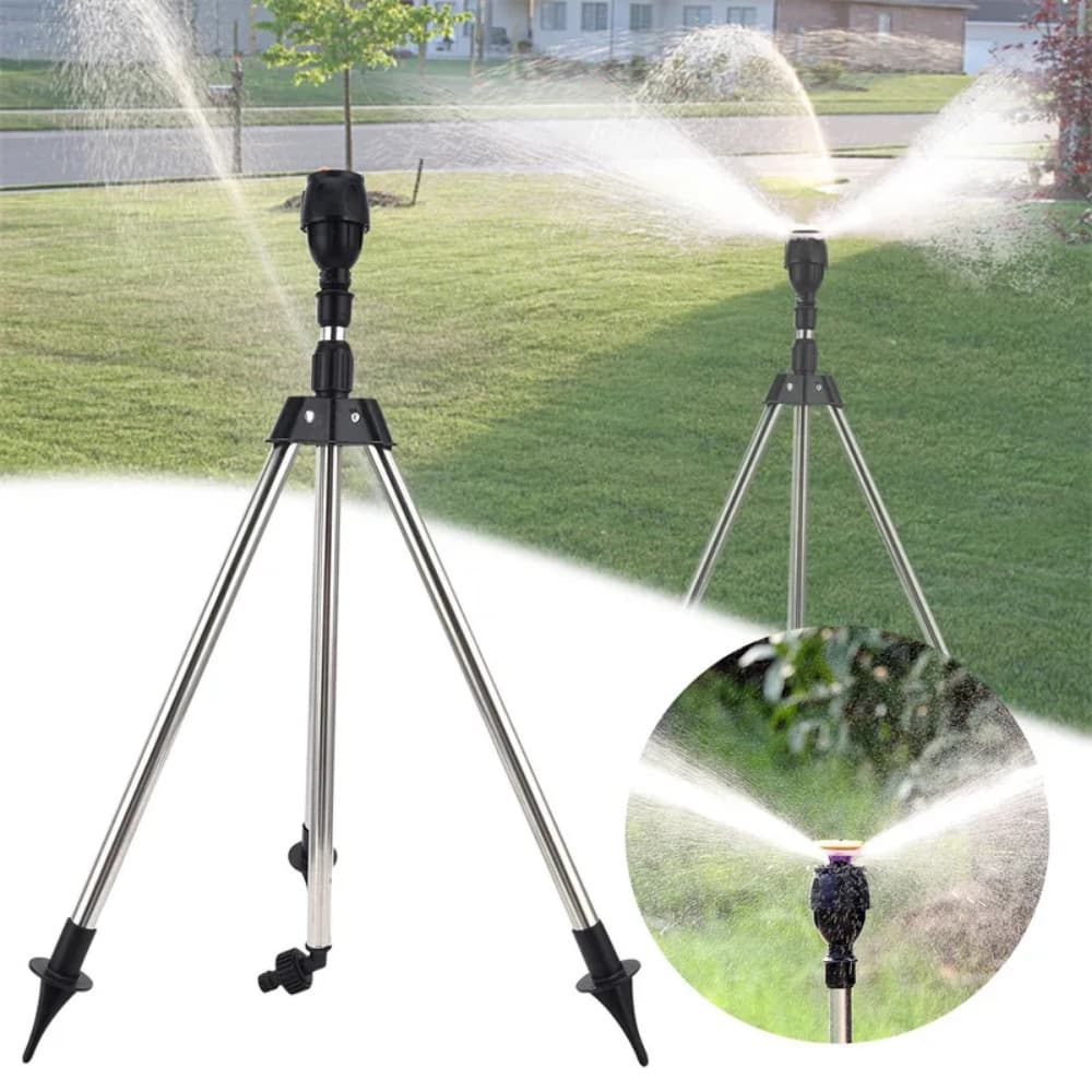 Irrigador Jardim Giratório Circular Telescópico Aspersor Com Tripé Campo