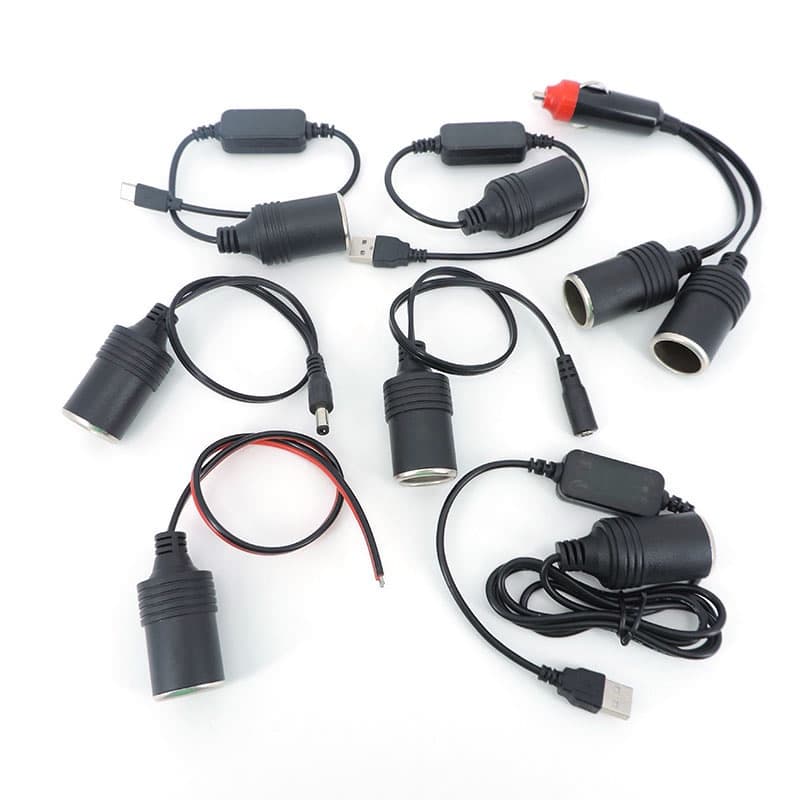 12v DC dual car Macho Fêmea Para 5,5x2,1 USB Tipo c 5v Adaptador Carregador De Soquete BRA
