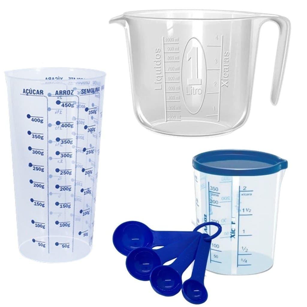 Medidores 7 peças Copo e Jarra dosadores Colher Medidora