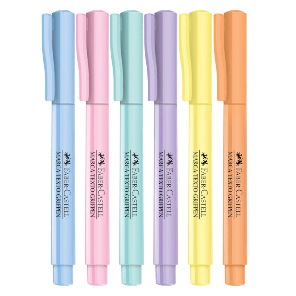 Kit Caneta Marca Texto 6 Cores Pastel Faber-Castell Grifpen