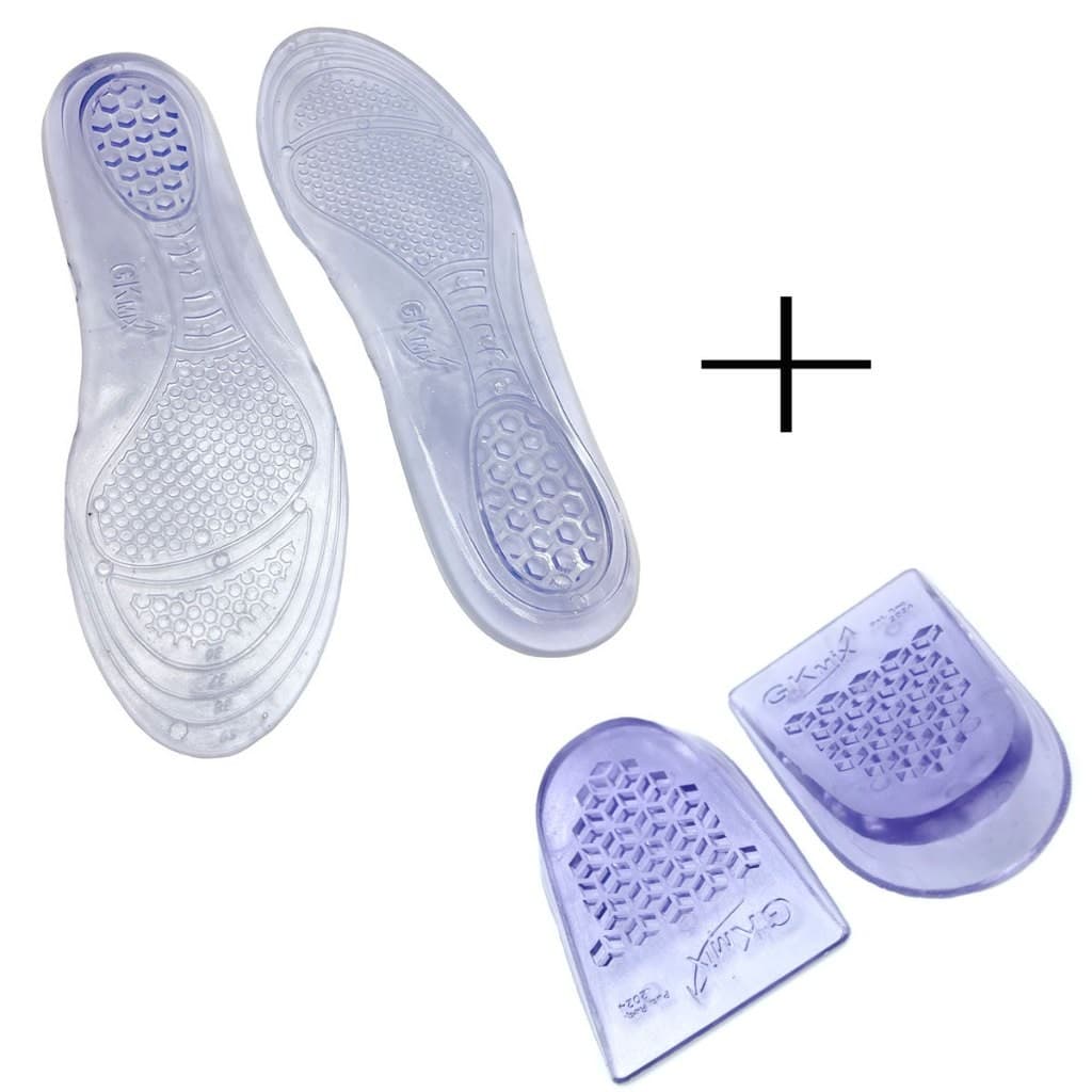 Kit Palmilha Gel Silicone + Calcanheira Gel Anti Impacto Esporão Cancaneo Fascite Plantar Contra Dores nos Pés