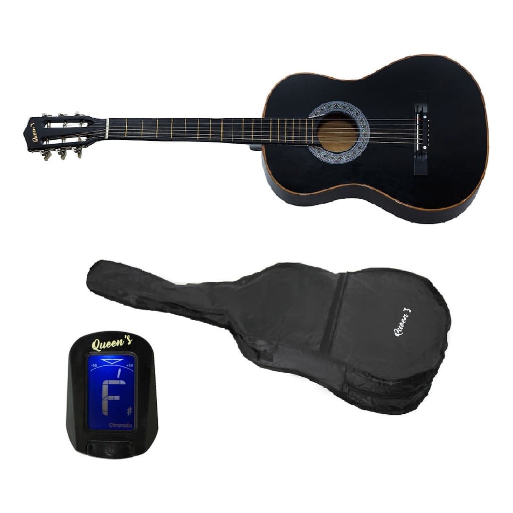 Kit violão com Afinador e Capa Queens Preto N2334633