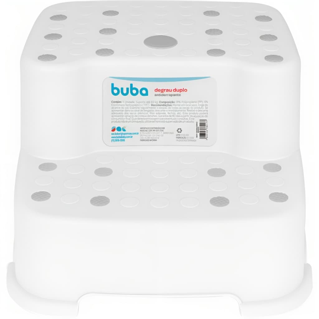 Degrau Duplo Branco Bebe Infantil Antiderrapante 18018 Buba