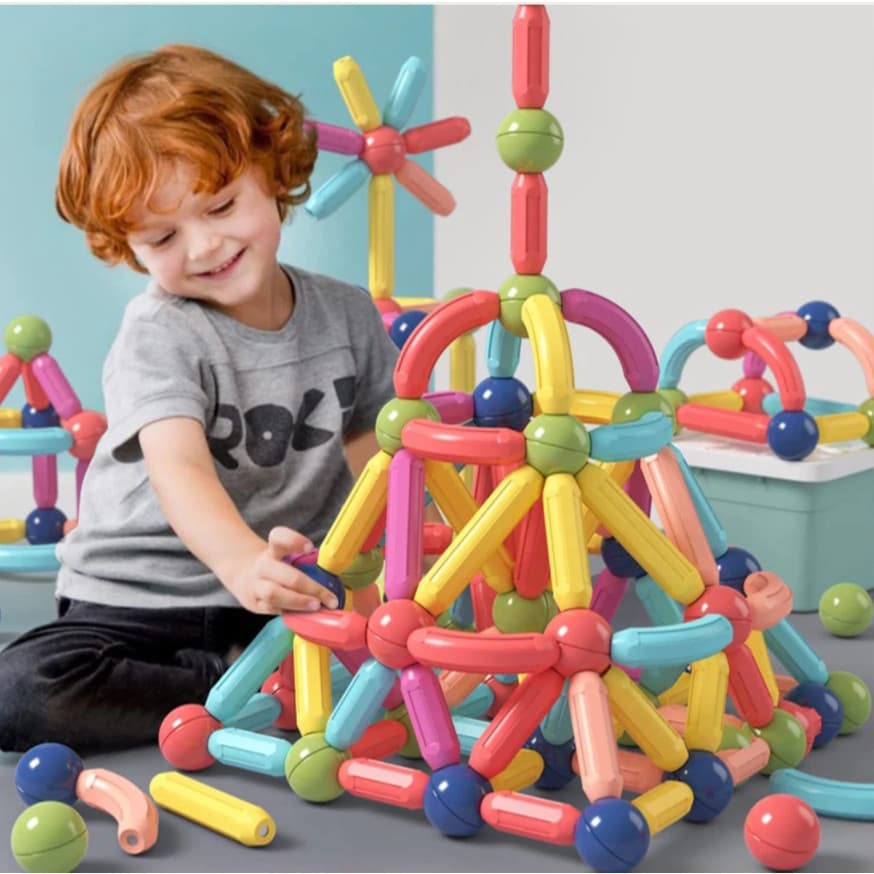 144/128/42PECAS Blocos De Construção 3d Magnéticos Brinquedo ímã Varas Bolas Jogo Montagem Para Crianças