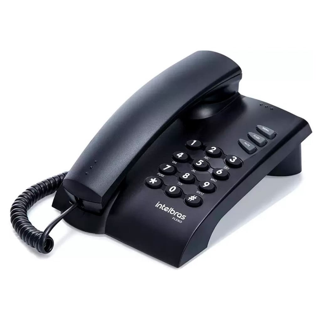 Telefone Fixo Com Fio Preto Pleno Intelbras Mesa ou Parede Casa Escritório Empresa Campainha