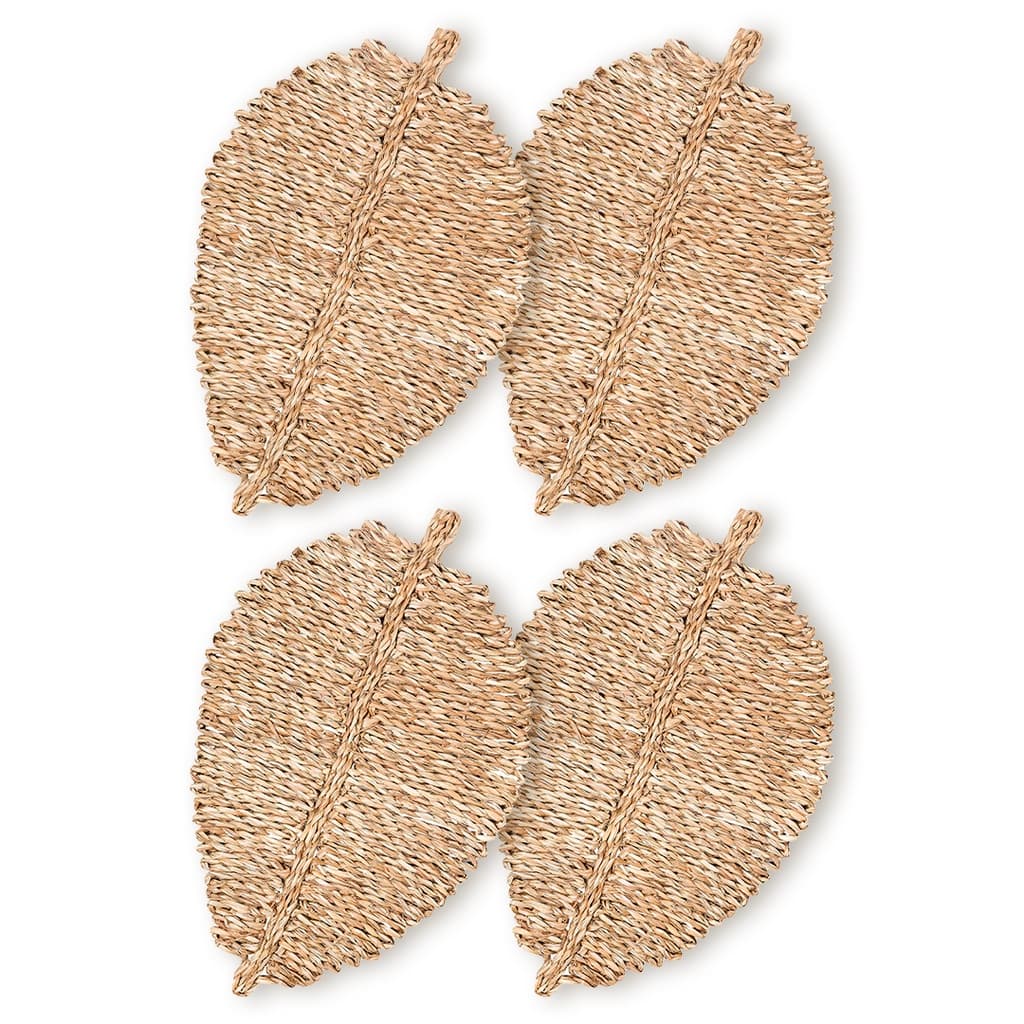 Jogo Americano Folha Rústica 4 Unid 34x49cm – Mesa Posta Sofisticada com Fibra Natural Rafimex