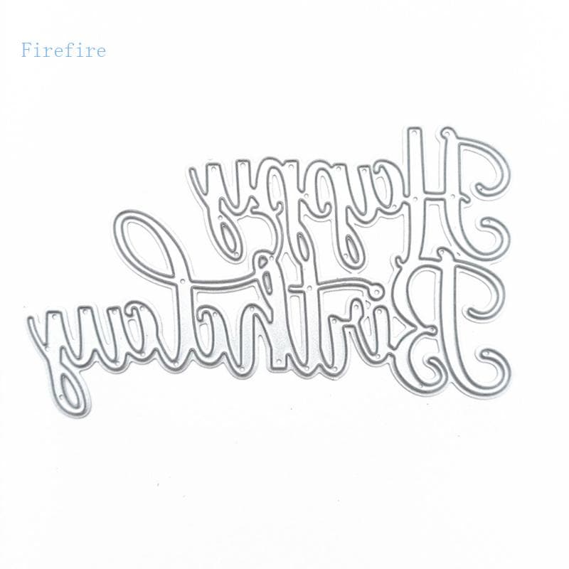 Artifício Feliz Aniversário Corte Metal Morre Stencil Raspagem Álbum Cartão Template Gravação Moldes