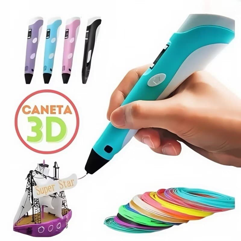 Caneta 3D Impressora Manual Infantil e Adulto Com Filamentos DIY Filamento Plastico ABS Tela LCD Desenho Seguro Criança