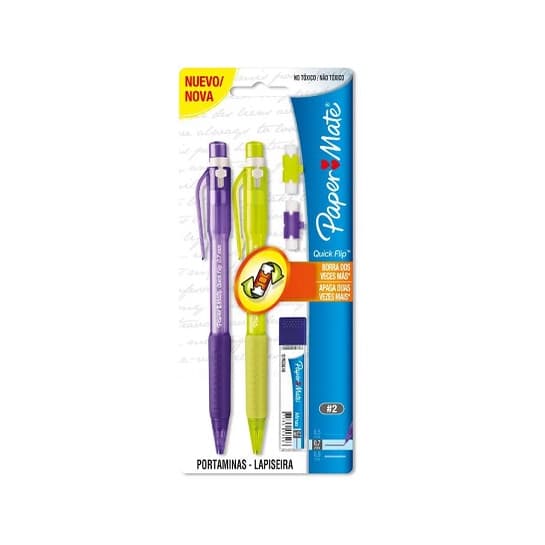 Kit 2 Lapiseiras Paper Mate Quick Flip 0,7mm + Grafite
