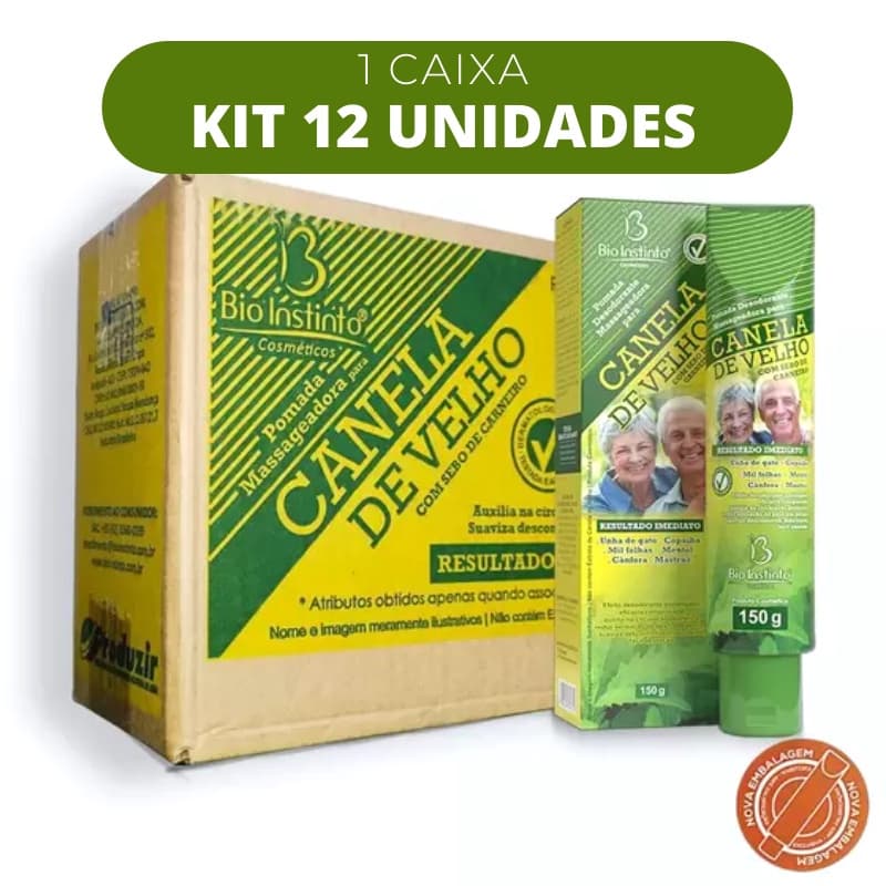 Kit C/ 12 Pomada Massageadora Canela de Velho 150g - Bio Instinto