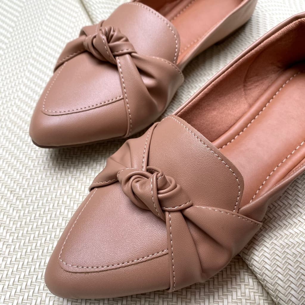 Mocassim Napa Nude Com Laço Nó