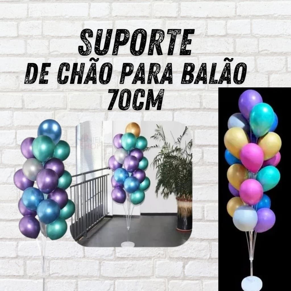 02 Suportes Chão Para Balão Bexiga De Chão 70cm 07 Hastes
