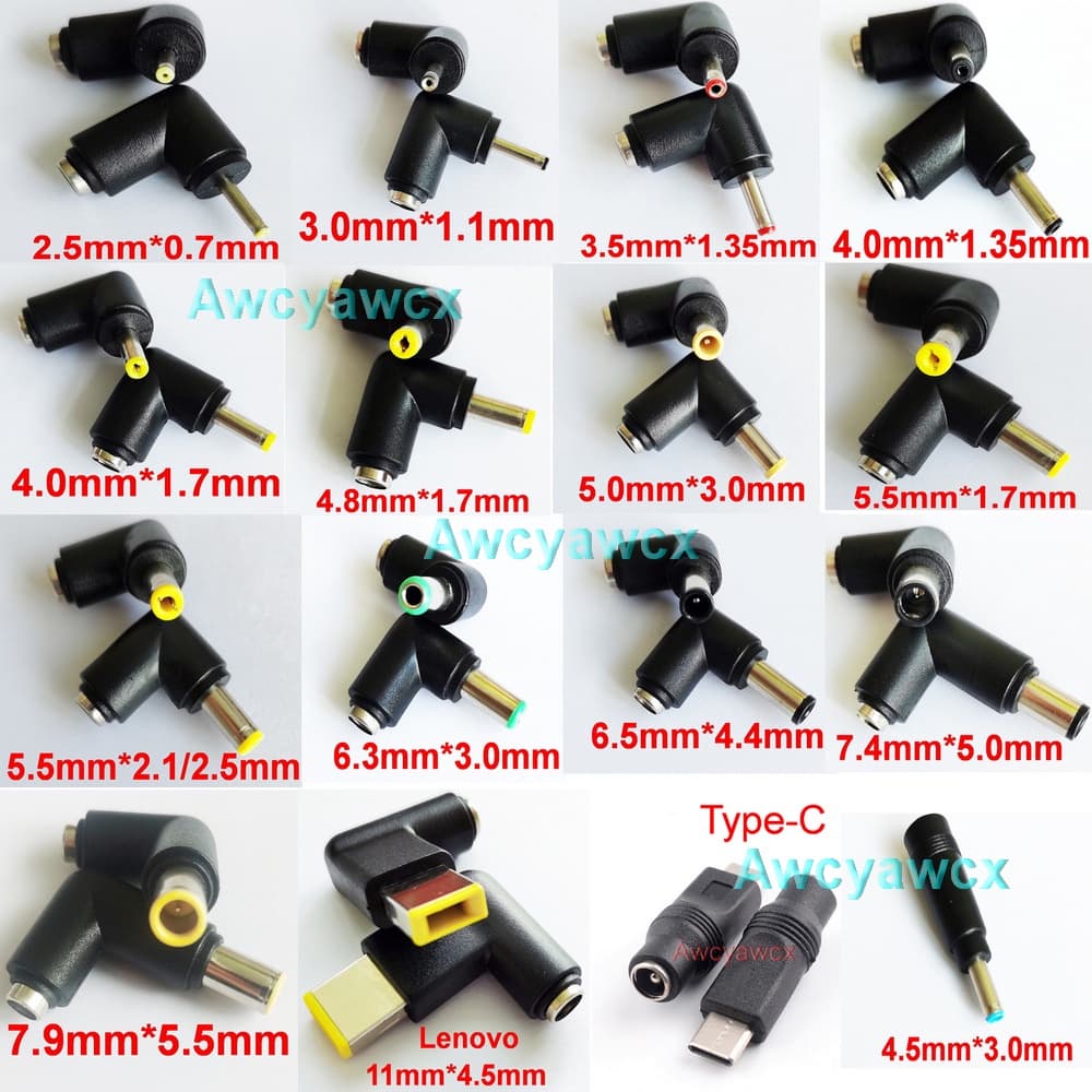 Conector DC 5,5mm 2,1mm 2,5mm Macho Para Fêmea Adaptador PC Tablet 7,9mm 7,4mm 6,5mm 6,3mm 6,0mm 5,0mm 4,8mm 4,5mm 4,0mm 3,5mm 2,5mm 2,0mm 1,7mm 1,35mm 1,1mm 0,7mm 0,6mm