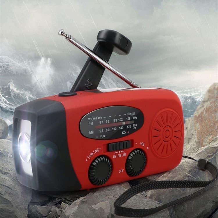 Rádio De Emergência Multifuncional Dínamo Manivela Manual Portátil Solar Powerd AM/FM/NOAA Lanterna LED Para Camping Exterior