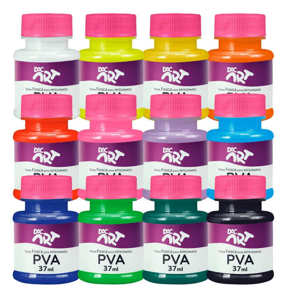 Kit 12 Tinta Pva Fosca Artesanato 37ml DAC