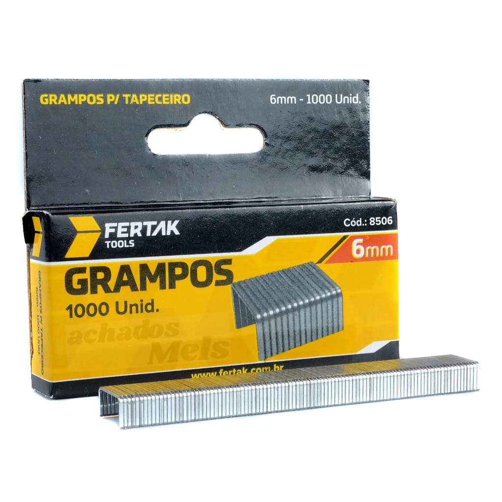 Grampo Grampeador Tapeceiro 6mm, 8mm, 10mm, 12mm ou 14mm Profissional Caixa 1000 Unidades - Fertak