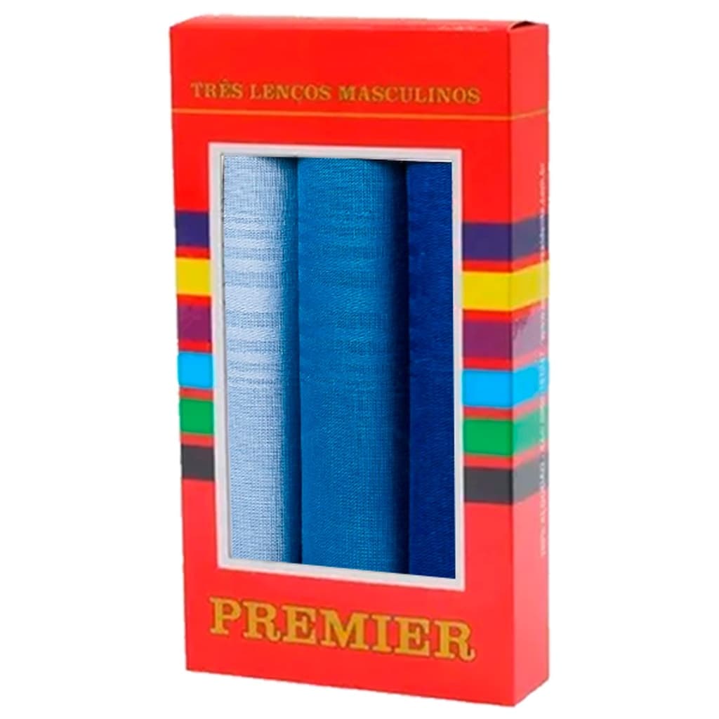 Lenços de Bolso 100% Algodão Premier 32x32 cm - Caixa com 3