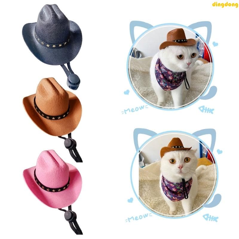 Pet111 Chapéu Gatinho Cowboy Cabeça Vestimenta Fofa Tema Ocidental Para Cosplay