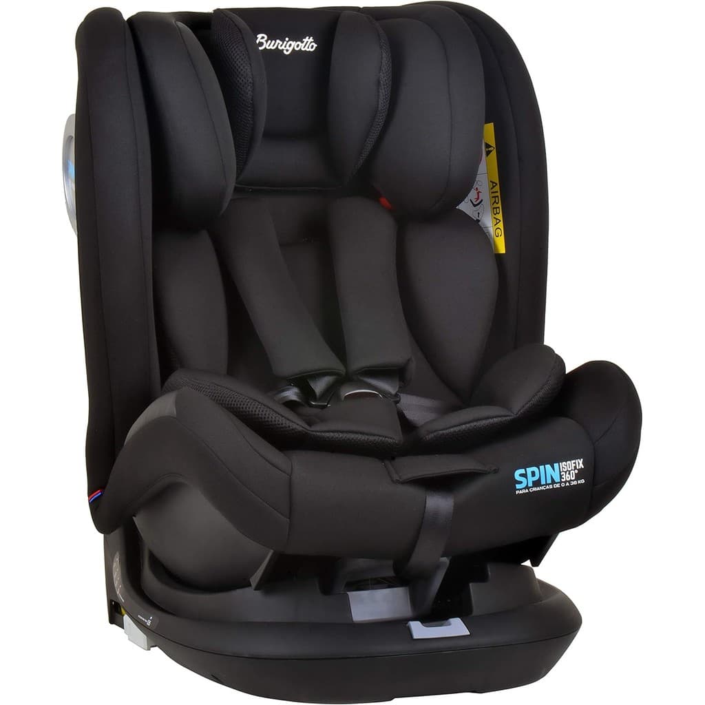 Cadeirinha Bebê Carro Isofix 360° 0 a 36kg Reclinável 5 Posições com Top Tether e Proteção Lateral Preta Premium