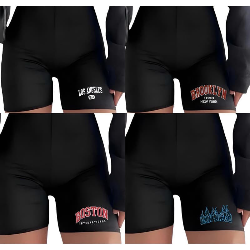 kit 4 Shorts Feminino Academia Cintura Alta P ao G3