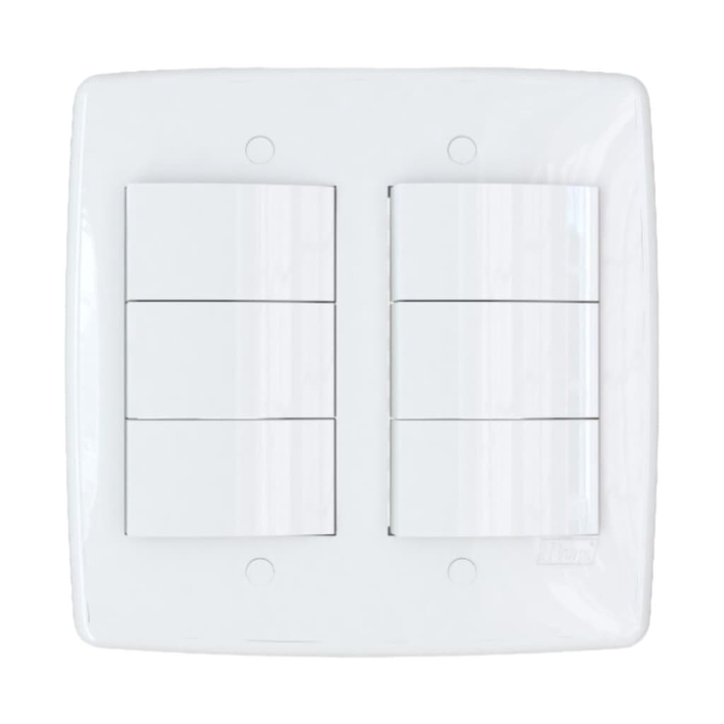 CONJUNTO INTERRUPTOR FINESSE 4X4 6 INTERRUPTOR SIMPLES BRANCO SEMI MODULAR PARA PAREDE