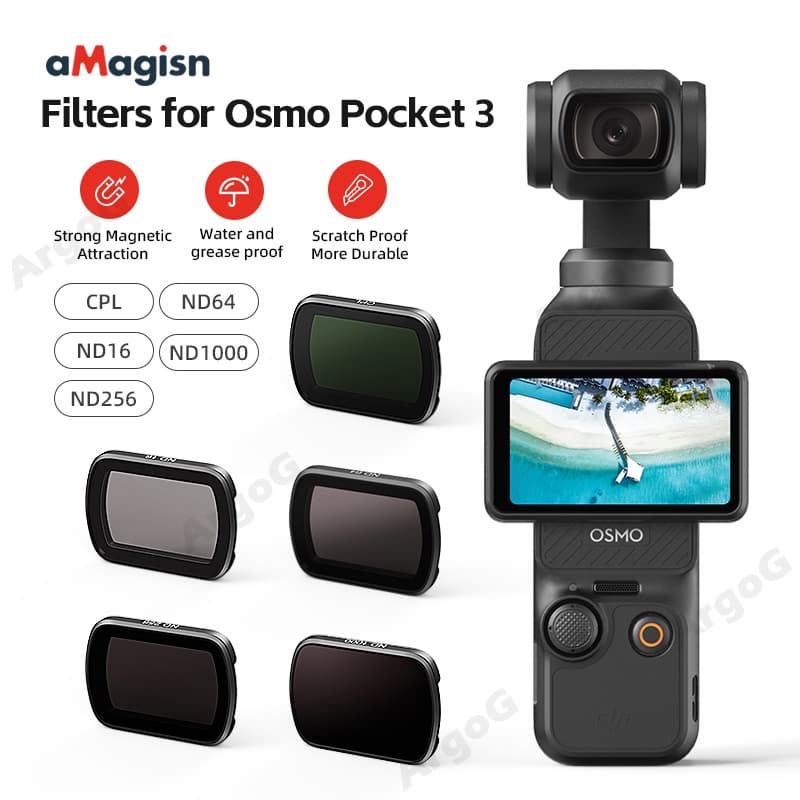 aMagisn Kit De Filtro De Lente Magnética Para DJI Osmo Pocket 3 4Pcs CPL ND Conjunto De Filtros Polarizados ND16/64/256/1000