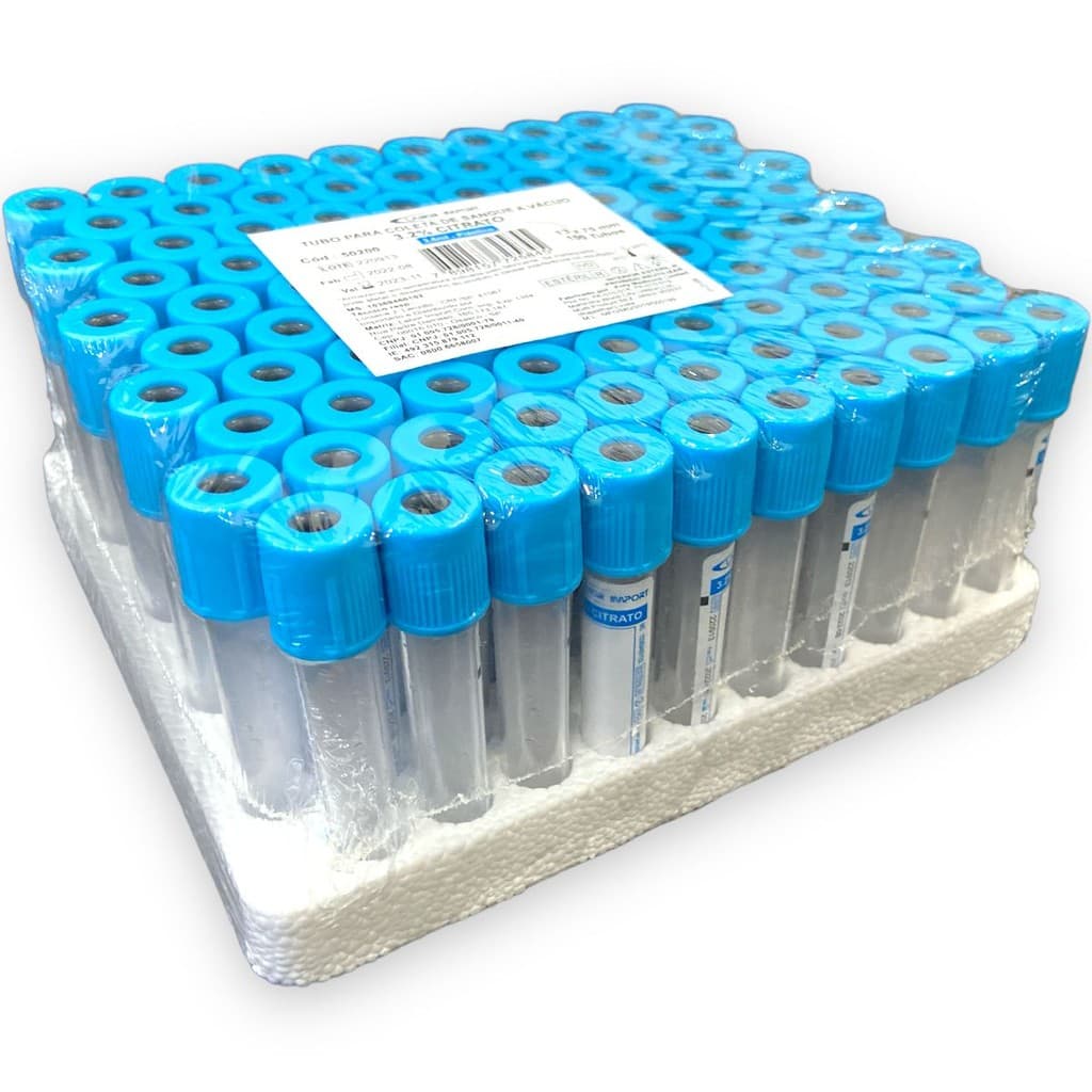 Tubo de Coleta com Citrato de Sodio (Azul) 3,6mL 13x75mm 100un - Laborimport