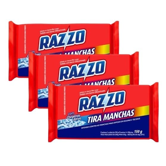 kit 3 Tira Manchas Razzo Roupas Coloridas Delicadas Barra 150g