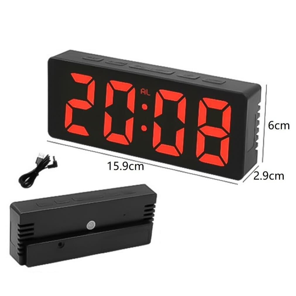 Relógio Led Clock Digital Vidro Com Usb 15.9x2.9x6cm De Plástico De Cabeceira Para Mesa Despertador Com Brilho