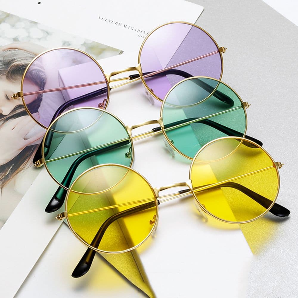 Óculos de Sol Hippie Retrô com Armação Redonda UNISEX