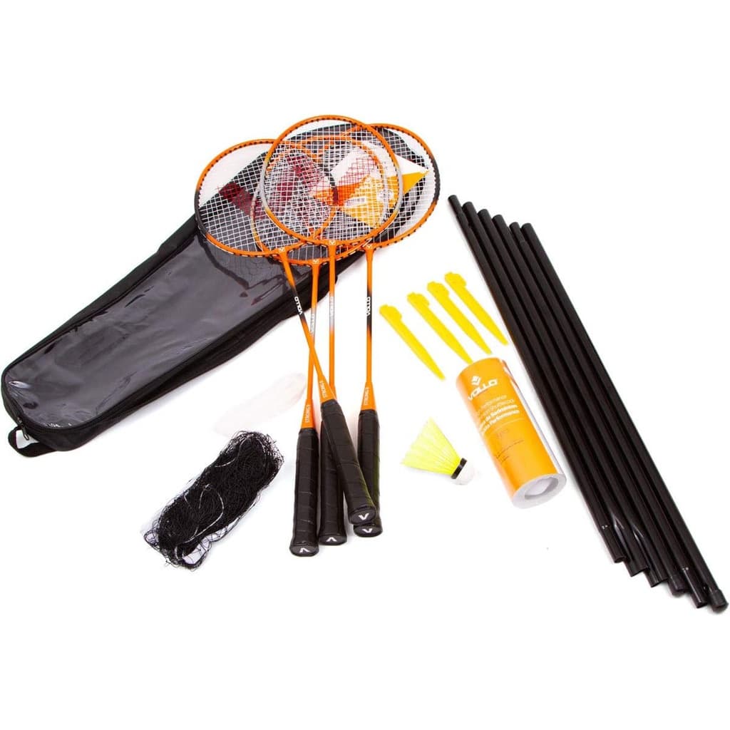 Kit Badminton Jogo Grama E Areia 4 Raquetes 3 Petecas Com Rede Bolsa Vollo