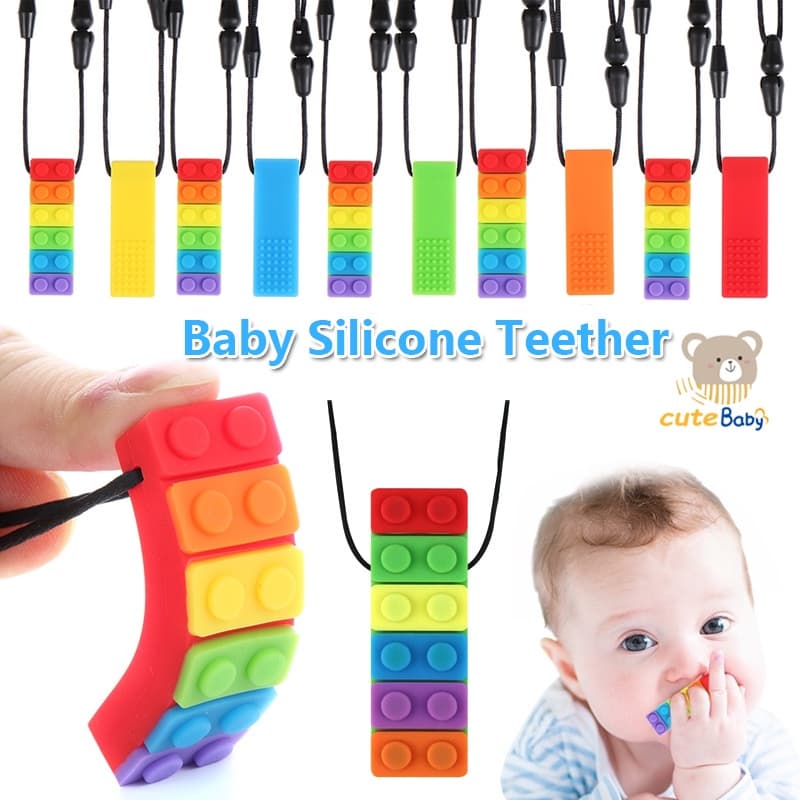 Baby Silicone Teether Kids Mastigando Ferramentas De Terapia Sensorial Autismo Colar Motor Oral Brinquedos Coloridos