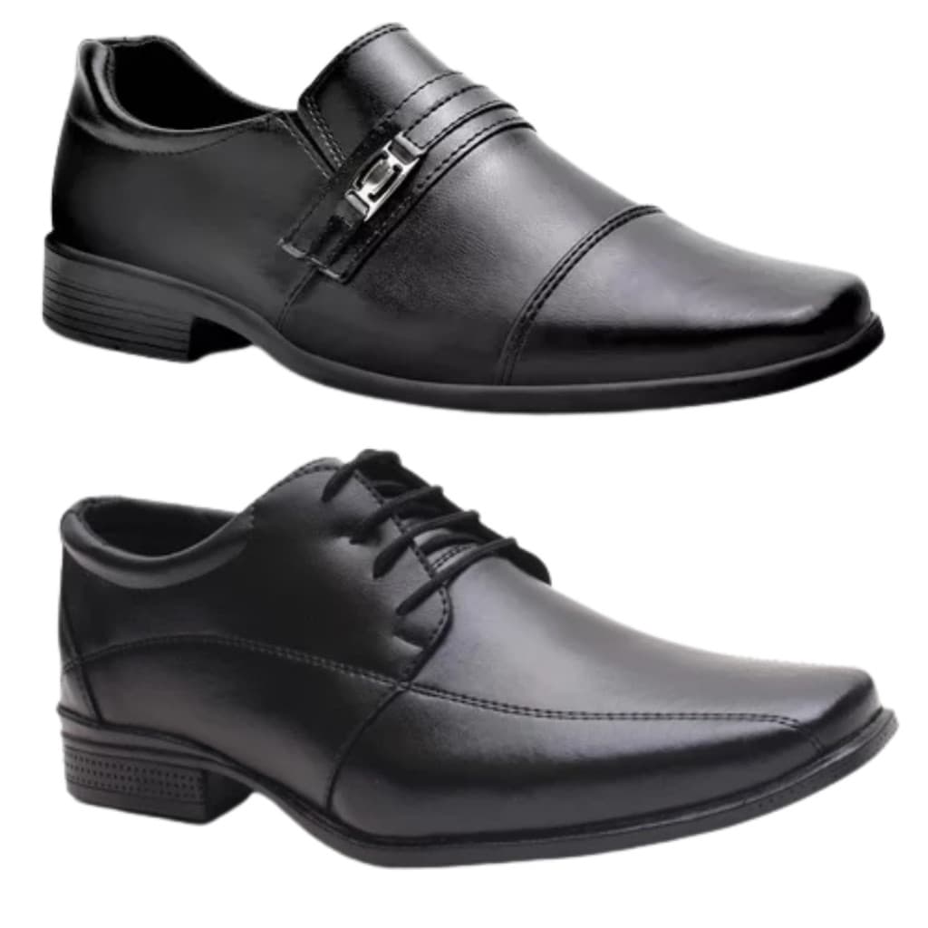 Kit 2 Pares De Sapato Social Masculino Oxford com Fivela Elegante