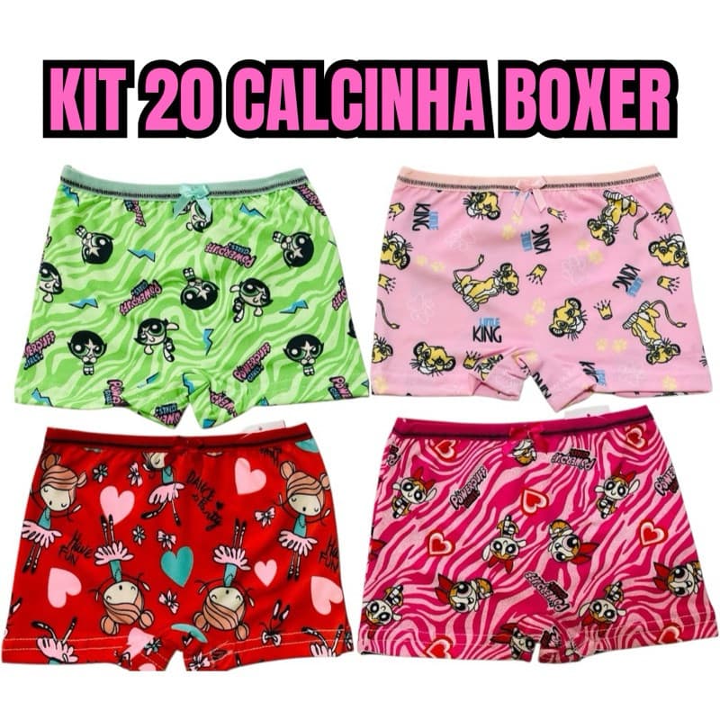 kit 20 calcinha box infantil malha fria com forro e kit com 10 calcinha Box conforto e qualidade