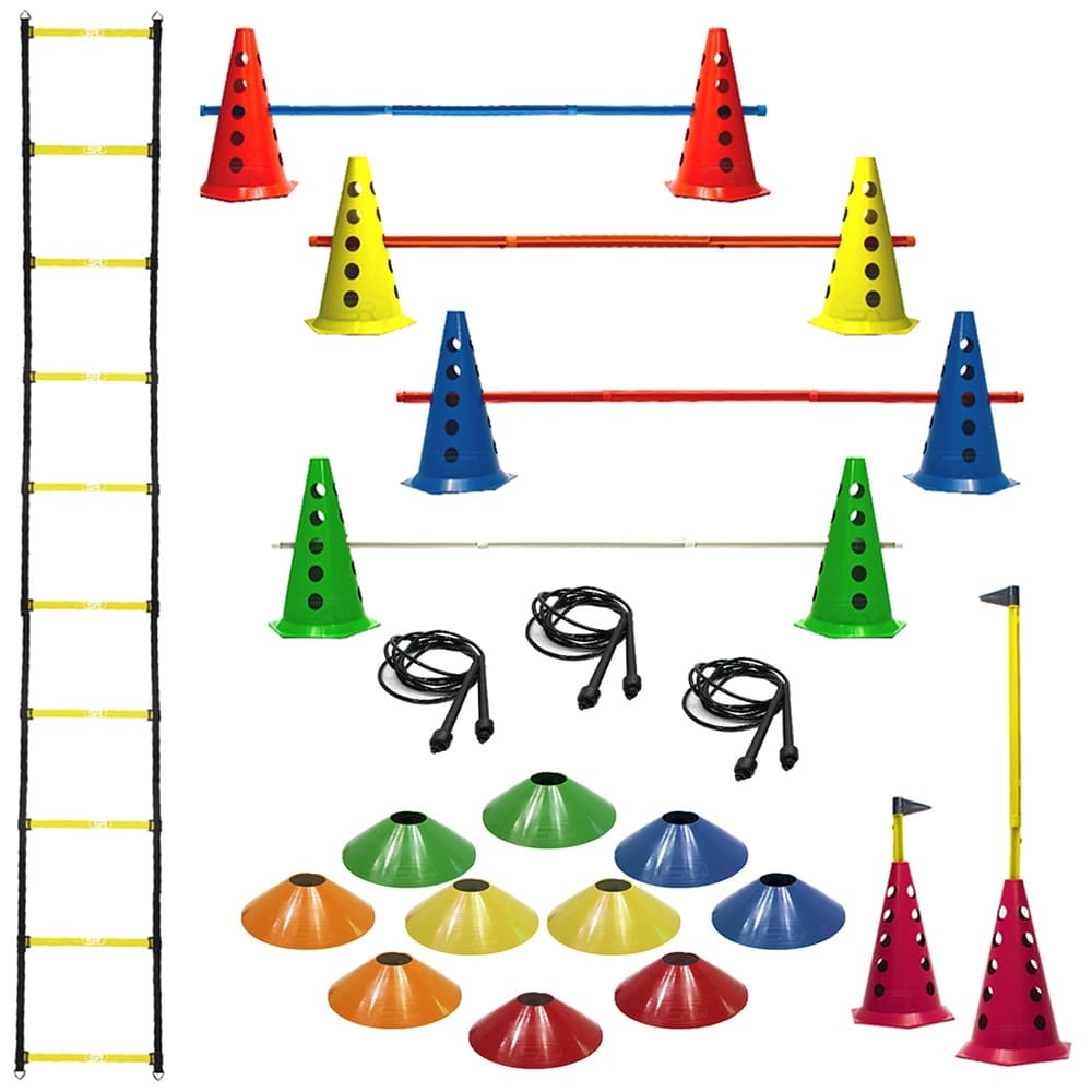 10 Cones C/ 5 Barreiras + 10 Pratos + Escada Agilidade + 03 Cordas