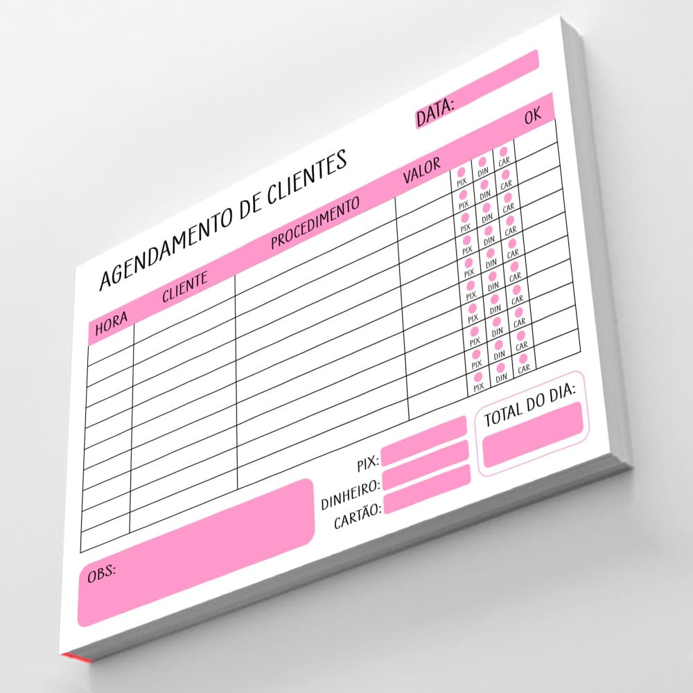Bloco de Agendamento Cliente  1un 50fls 10x14cm