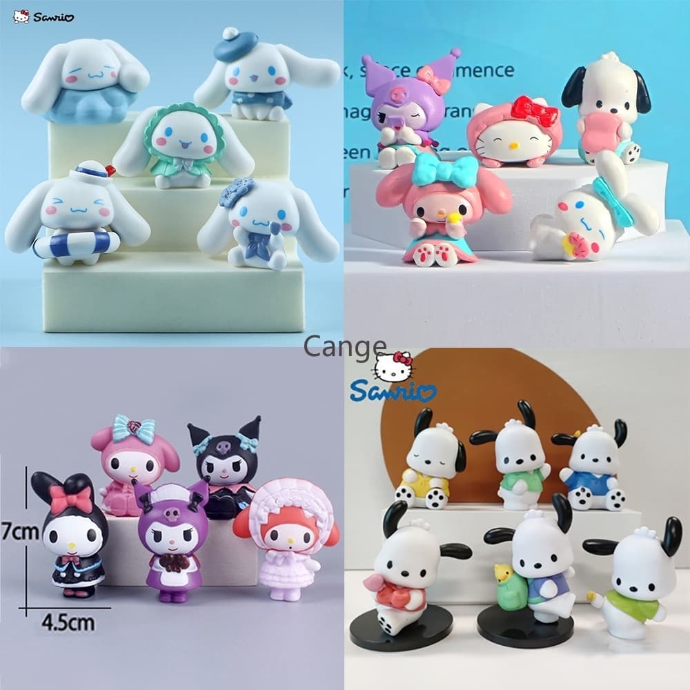 5 Pçs/set Mini Boneca Figura De Ação 4cm Hello Kitty Kuromi Melodia Cinnamoroll Modelo De Decoração De Bolo Brinquedo De
