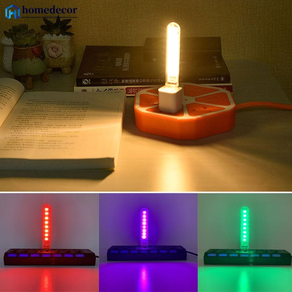 HOMEDECOR Mini Luz Nocturna USB 8LED Portátil DC5V Iluminação Para Leitura De Decoração De Quartos T3V6