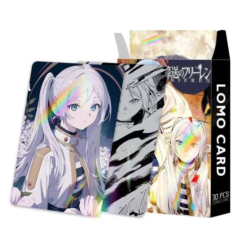30Pcs/lot Anime Sousou no Frieren Beyond Journey's End Laser Cards Himmel Stark Heiter Fern Cartões De Impressão De Dupla Face Kids Toys Presente De Aniversário