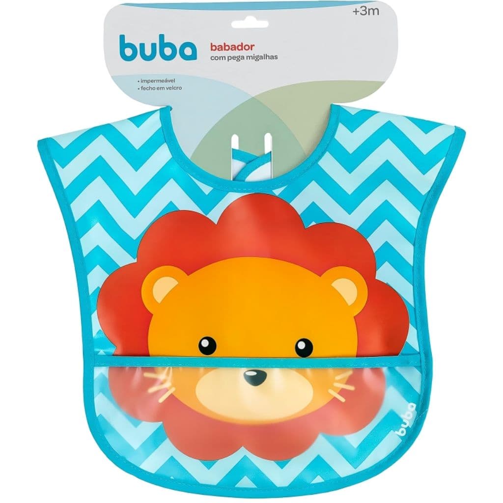 Babador Leão Com Bolso Impermeável Introdução Alimentar 15367 Buba