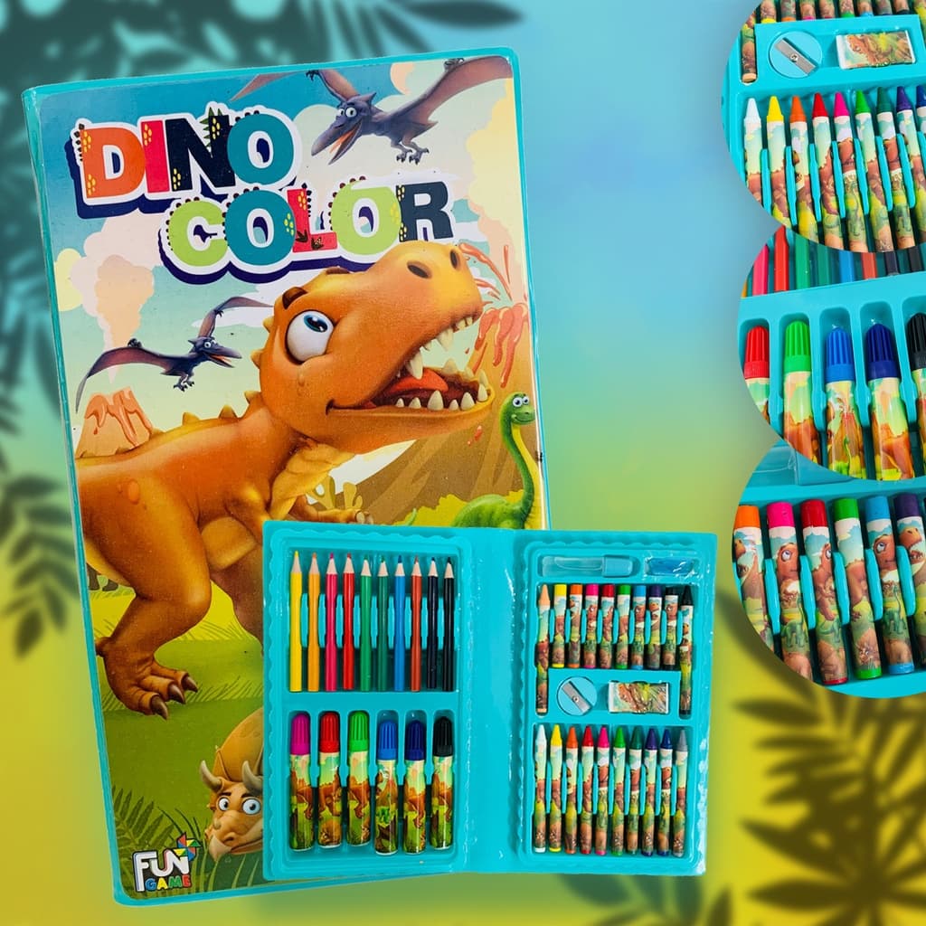 Maleta/Estojo de Pintura Infanil DinoColor Menino 48 peças - Pronta Entrega