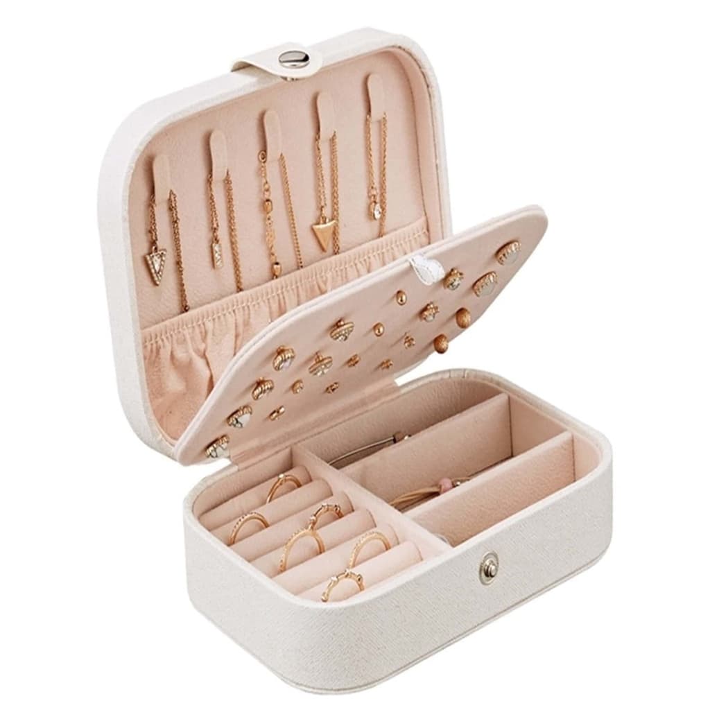 Estojo Duplo Maleta Porta Joias Veludo Organizador Viagem Mdf Médio Caixa Organizadora