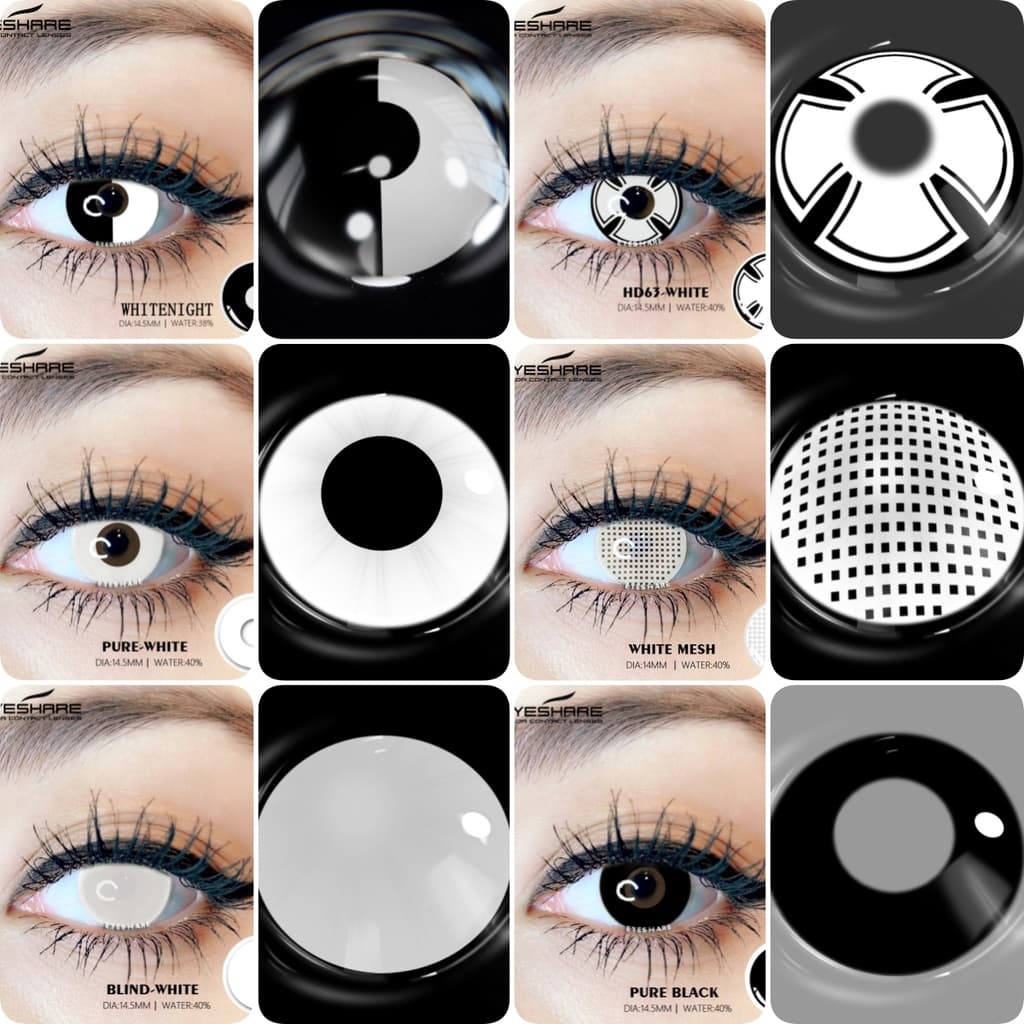 EYESHARE 1 Par Cosplay Branco Lentes De Contato Coloridas Para O Anime Dos Olhos