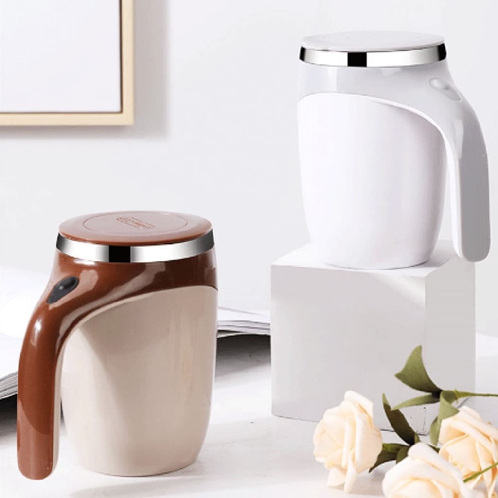 Caneca Mixer Magnética 380ml De Aço Inoxidável Misturador Inteligente Leite Café Suco Chá