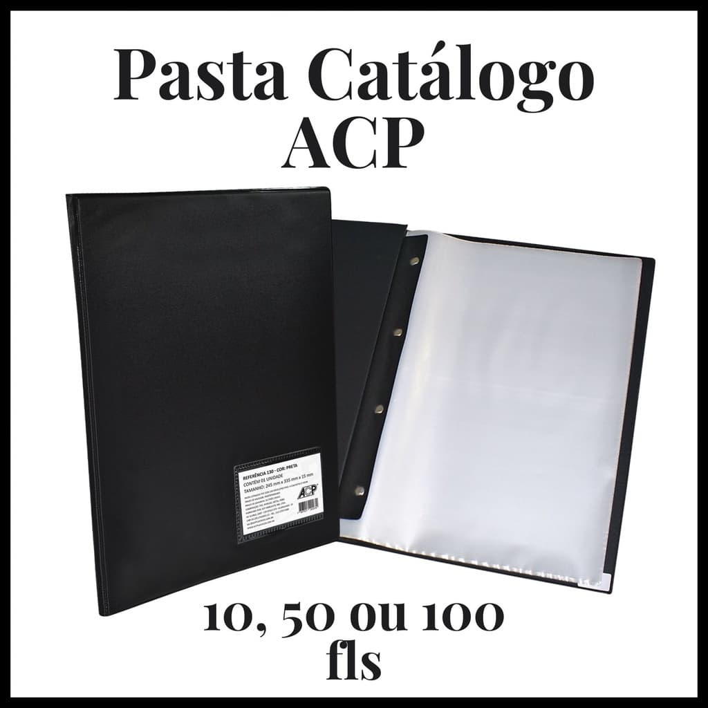 Pasta Catálogo Preta ACP Quantidade de Envelopes Á Escolha (10, 50 ou 100fls)
