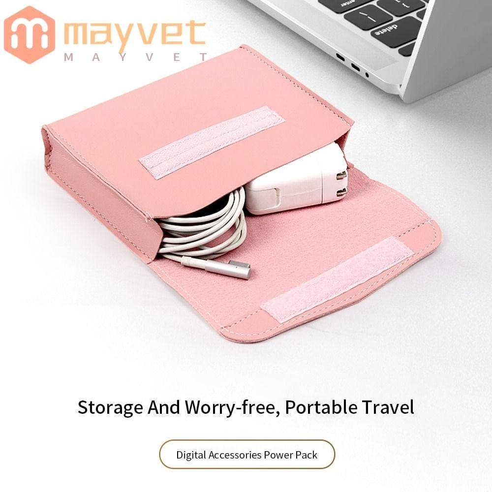 Bolsa Para Cabo De Dados De Mouse MAYVET , De Armazenamento De Energia Laptop À Prova D'água De Couro PU Cor Sólida