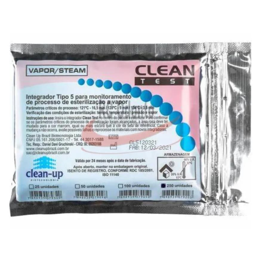 Integrador Indicador Químico Classe 5 Para Autoclave Com 250 Clean UP