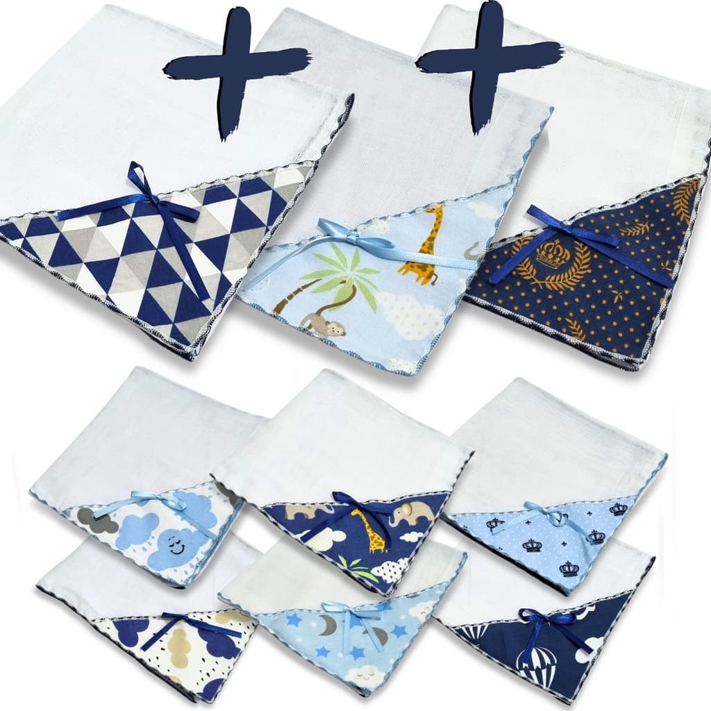 Kit com 3 Manta Bebê Fralda Dupla Camada 100% Algodão Estampada com Overloque