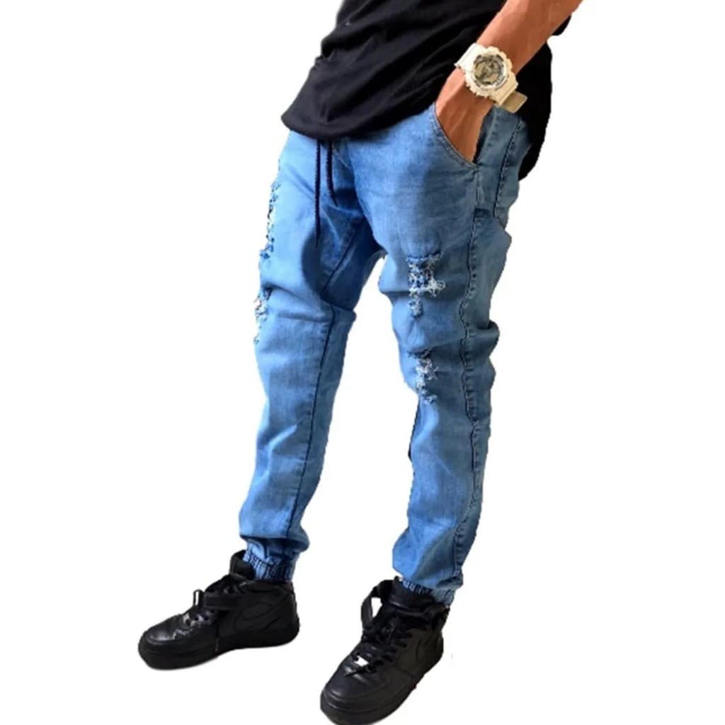 Calça JOGGER Masculina Jeans Rasgado Destroyed  slim fit lançamento 2026