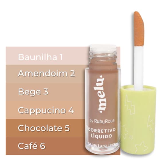 Corretivo Líquido Cobertura Leve Melu Ruby Rose 5ml Maquiagem
